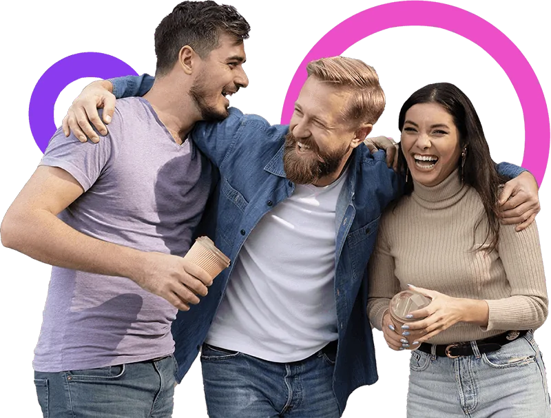 Friends laughing and having fun at a Mojo Mingle singles event
